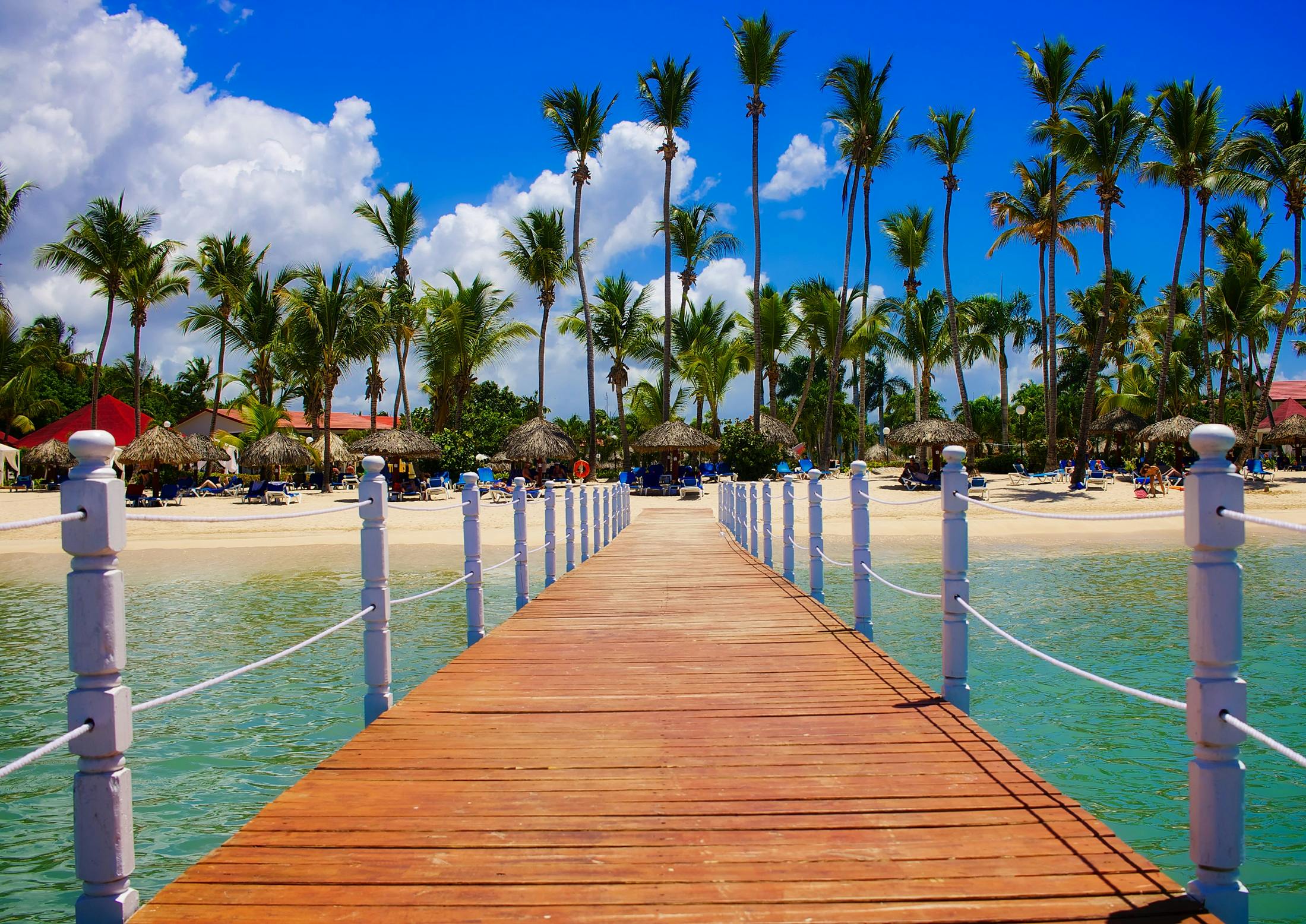 Luxury beach destination with wooden pier